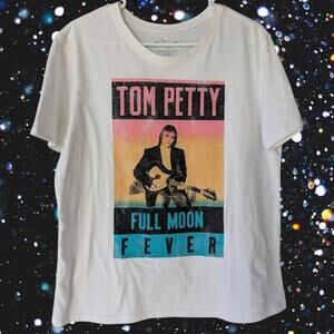 Tom Petty Full Moon Fever Classic Rock Sparkle White Band T-Shirt Women's Medium